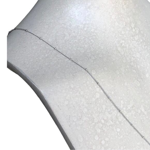 Classic Timeless Silver Plated Small Beads Cubic Zirconia Bar Pendant Necklace - Picture 9 of 15